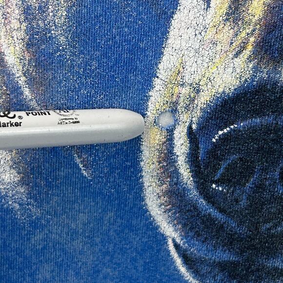 Vintage Y2Ks Polar Bears Alaska T Shirt Bleach Spotted Tie Dye Blue L Large - Picture 4 of 11